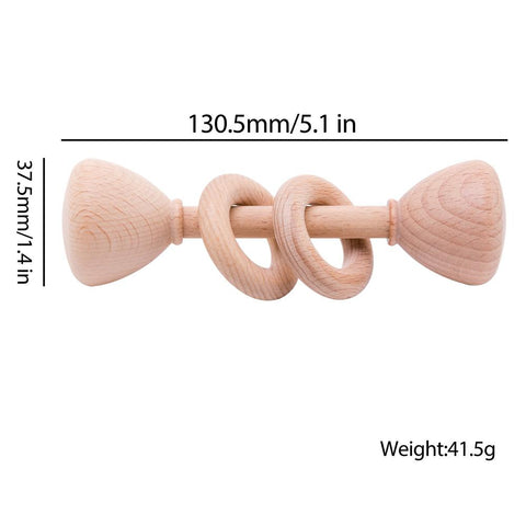 Wood Rattle Baby Toys Montessori Ball Baby Play Gym Teething Ring-TB00518-Veeddydropshipping