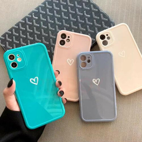 Case For iPhone 14 13 Pro Max 12 11 X XR 7 8 Plus Cute Love Heart Silicone Cover-PA00133-Veeddydropshipping