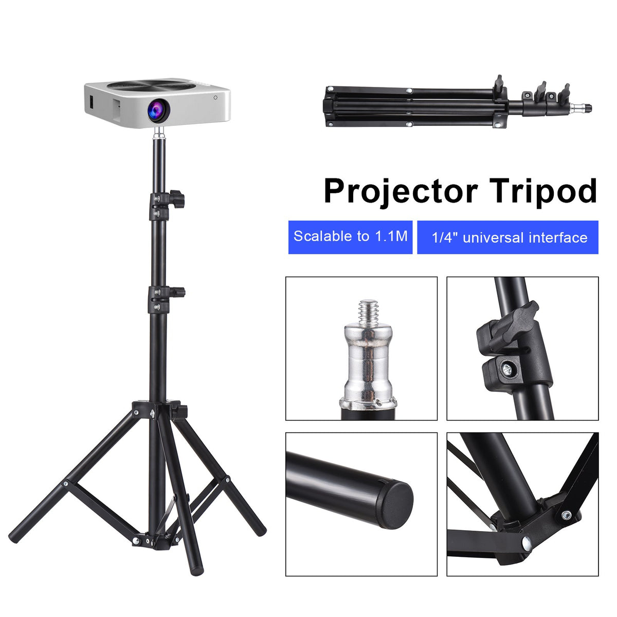 Projector Tripod Stand Universal Projector Bracket Portable Aluminum Alloy -CE00789-Veeddydropshipping