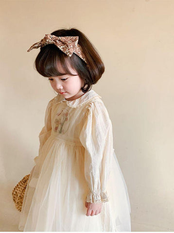 1-9Y New Baby Kid Girl Spring Summer Cream Color Kids infant Dress-TB00836-Veeddydropshipping