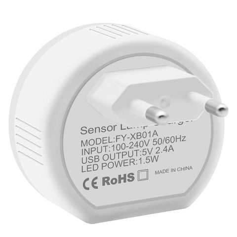 Multi-function America European Dual USB Sensor Lamp Charger with Night Light -CE00231-Veeddydropshipping
