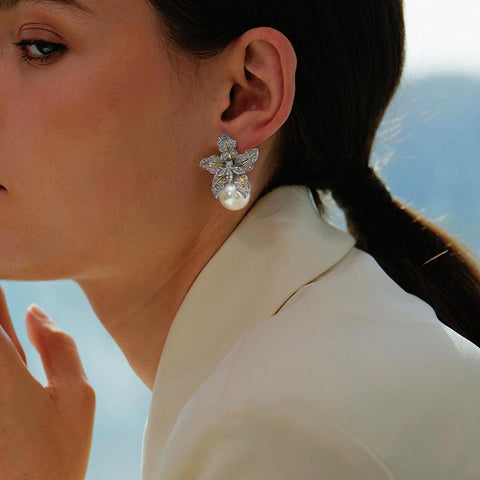 Gorgeous Flower Imitation Pearl Earrings Women Luxury  -JW00175-Veeddydropshipping