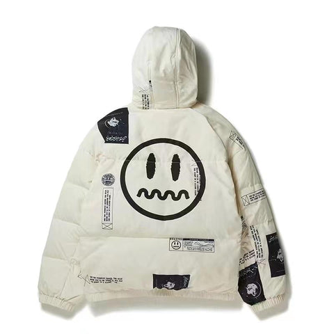 Down Jacket Little Devil Smiley Print Letter Hip Hop-Veeddydropshipping