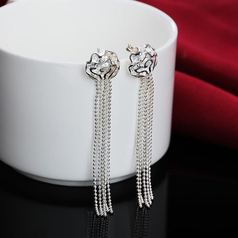 Rose flower 925 Sterling Silver rings Bracelets necklacesearrings Jewelry set  -JW00234-Veeddydropshipping