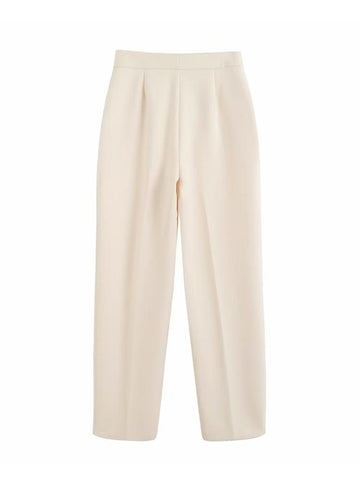 Fashion Zipper Trousers Vintage Lady Straight Pants-WF00084-Veeddydropshipping