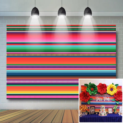 Colored Stripes Fiesta Backdrop Cinco De Mayo Mexican Festival Photography-CE00469-Veeddydropshipping