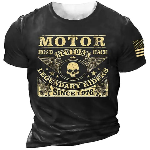 T Shirt Motor Biker 3d Print Vintage Short Sleeve-MF00137-Veeddydropshipping