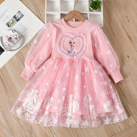 Fall Dresses for Girls Vestidos Frozen Elsa Dresses Birthday Party Long-TB00832-Veeddydropshipping