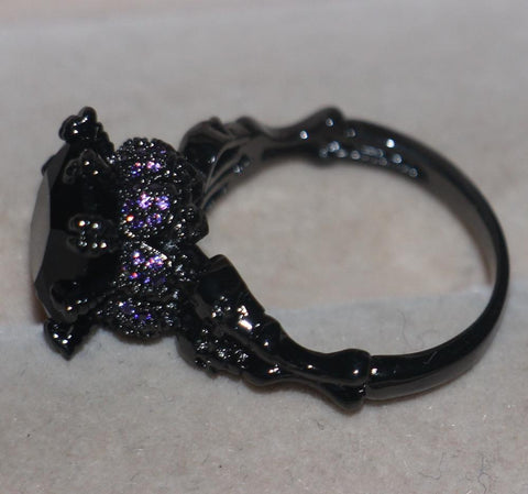 Vintage Jewelry Black Gold Filled black Cubic Zirconia rings -JW00429-Veeddydropshipping