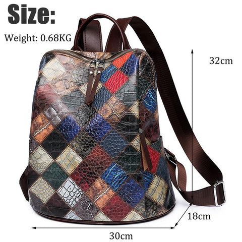 Leather Rucksack Women&#39;s Knapsack Travel Backpacks Shoulder School-BS00053-Veeddydropshipping