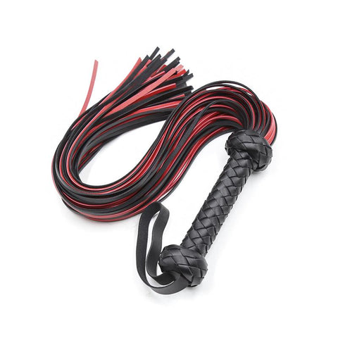 Fetish Black&amp;Red PU Leather Whip Flogger Handle Spanking Paddle Knout -BH01312-Veeddydropshipping