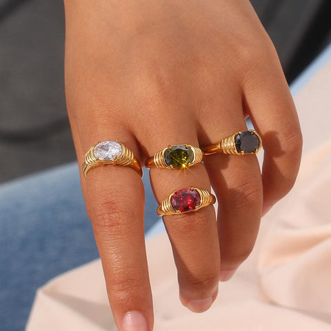 3A Zircon Shiny Stone Ring 18K Gold Plated Rings For Women-JW00023-Veeddydropshipping