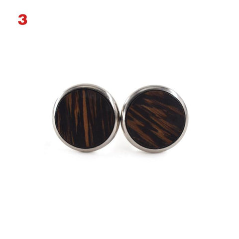1 Pair Trendy Round Walnut Wood Cufflinks Cuffs Men Shirt -JW01315-Veeddydropshipping