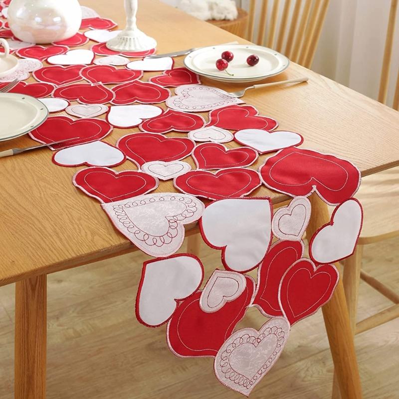 Table Cloth Heart Table Runner Reusable Supplies-HA00516-Veeddydropshipping