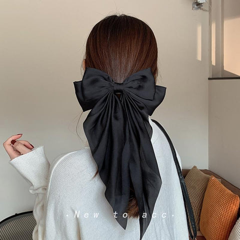 Color Big Large Satin Bow Hairpins Barrettes For Women Girl  -JW00458-Veeddydropshipping