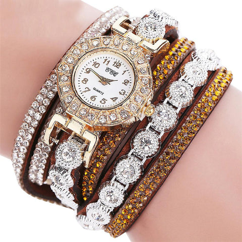 Watch Fashion Leather With Diamond Bracelets for Women Clock-JW00999-Veeddydropshipping