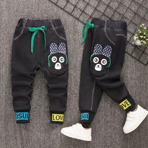 Autumn Winter Children&#39;s Thickened Jeans Baby Boys Girls Cartoon Mickey-TB01256-Veeddydropshipping