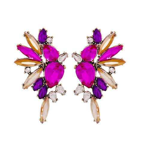 Elegant Purple Series Styles Metal Rhinestone Tassel Dangle Earrings -JW01443-Veeddydropshipping