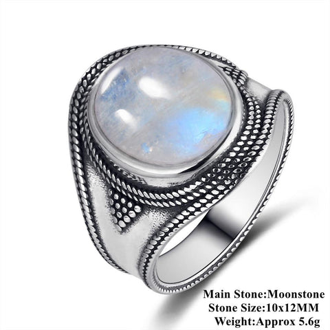 Natural Moonstone For Men Women 925 Sterling Silver Jewelry Ring -JW00057-Veeddydropshipping
