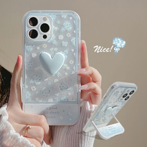 Girls Cute 3D Love Heart Kickstand Phone Case For iPhone 11 13 12 Pro Max XR 8 7-PA00121-Veeddydropshipping