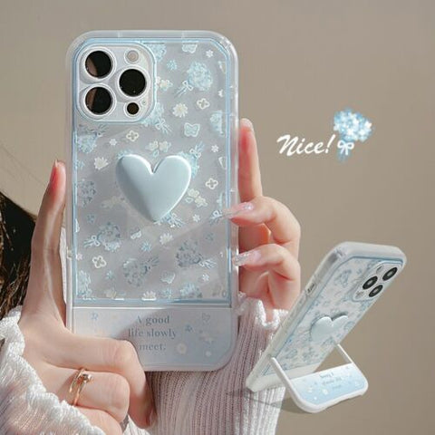 Girls Cute 3D Love Heart Kickstand Phone Case For iPhone 11 13 12 Pro Max XR 8 7-PA00121-Veeddydropshipping