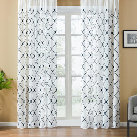 Sheer Curtains Tulle Window Curtains-HA00415-Veeddydropshipping