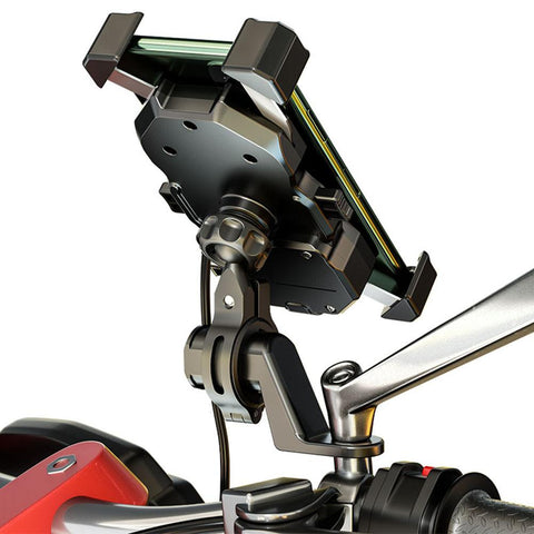 Motorcycle Phone Holder Bike Mobile Stand Bicycle Cell Phone Support Bracket with USB QC3.0 Fast Charging-PA00506-Veeddydropshipping