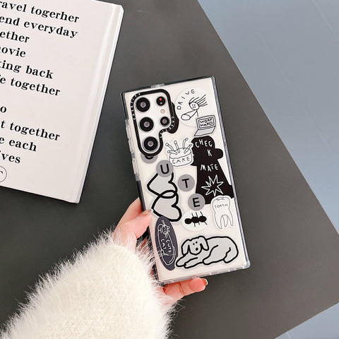 for Samsung Galaxy S22 Ultra S21 S20 S22  Plus S23 Ultra Soft TPU Cute Graffiti  labels-PA00229-Veeddydropshipping