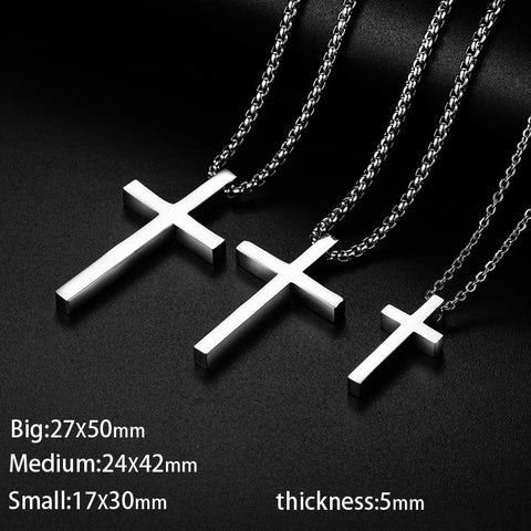 Stainless Steel Cross Pendant Necklace Chokers Silver Color -JW00251-Veeddydropshipping