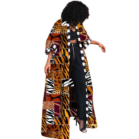 African Floral Print Dashiki Cardigan Women-WF01513-Veeddydropshipping