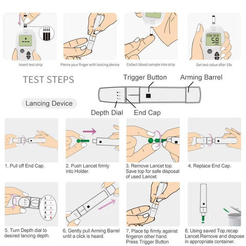 Blood Glucose Meter Test Strips Lancets Glucometer kit-BH00800-Veeddydropshipping