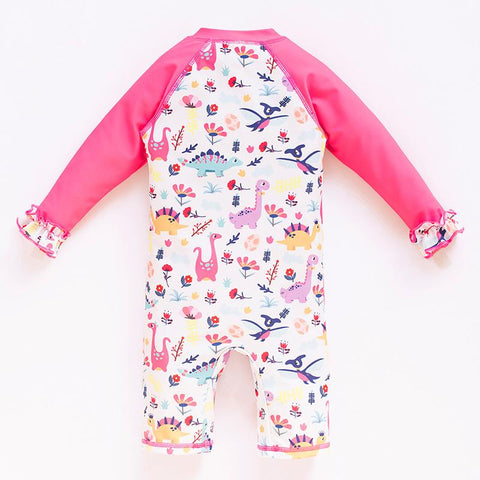1-6 Years Old Baby Girls Swimsuit Sun Protection Cap Set Long Sleeves One Piece Swimwear -OS00165-Veeddydropshipping
