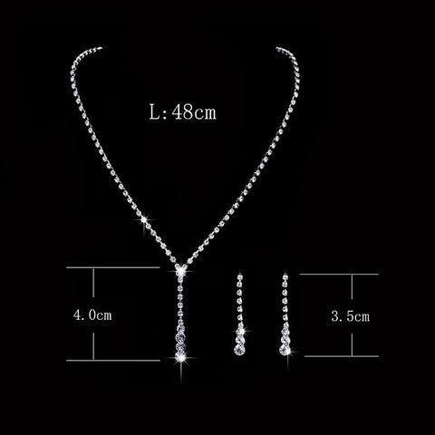 Fashion Bride Jewelry Set  Dress Banquet Necklace Earring Set  -JW00306-Veeddydropshipping