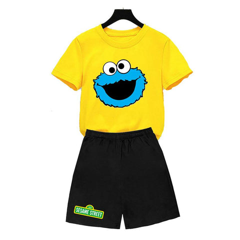 Kids Tops polyester quick dry Sesame Street COOKIE MONSTER Design-TB01129-Veeddydropshipping