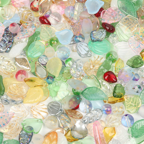 Mixed Shape Leaves Flower Beads Glass Beads for Jewelry  Diy -JW01515-Veeddydropshipping