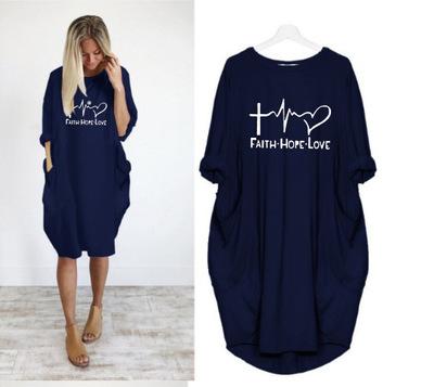 S-5XL Large Size Maternity Dress New Summer Round Neck Leisure Time Wide Pocket-TB00560-Veeddydropshipping