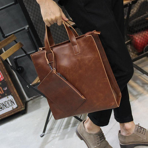 Office Bags Crazy horse Leather Handbag New computer-BS00443-Veeddydropshipping