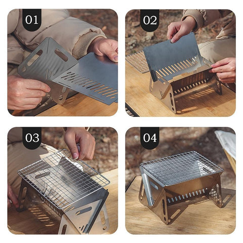Camping Mini BBQ Grill Portable Folding Card Type Stove-OS01337-Veeddydropshipping