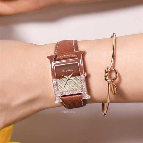 Diamond Luxury Leather Ladies Quartz Watch Crystal -JW00940-Veeddydropshipping