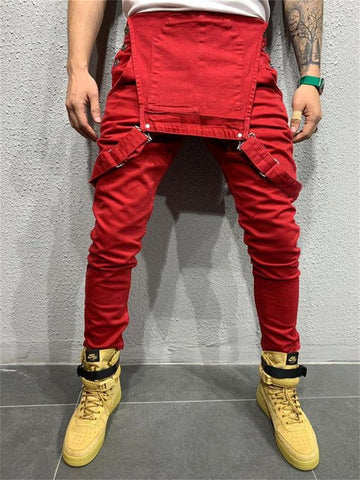 Button Splicing Suspender Pants Fashion Youth Casual-MF00512-Veeddydropshipping