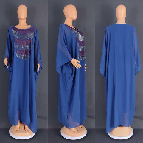 African Long Sleeve Plus Size Long Maxi Dress-Veeddydropshipping
