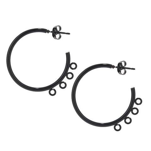 C Shape Ear /Black Steel Jewelry Findings Components for Earring Making-JW01555-Veeddydropshipping