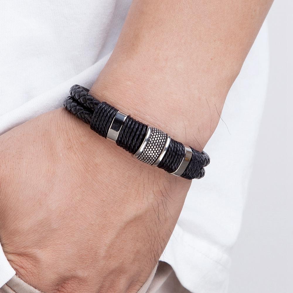 Leather Rope Wrap Special Style Classic Stainless Steel -JW00257-Veeddydropshipping