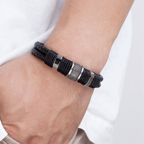 Leather Rope Wrap Special Style Classic Stainless Steel -JW00257-Veeddydropshipping