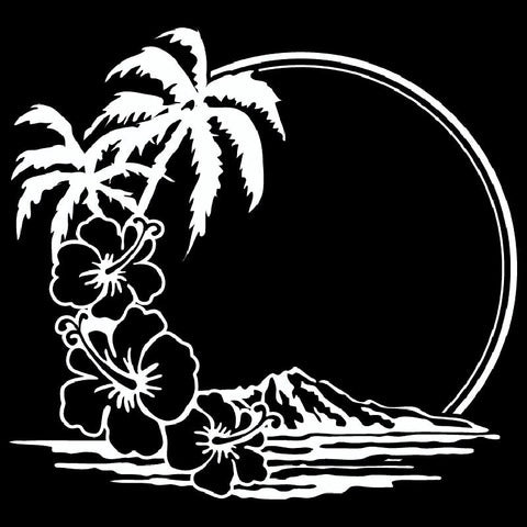 Hibiscus Palm Trees Car Stickers Vinyl Decal for Window Wall-AM00897-Veeddydropshipping