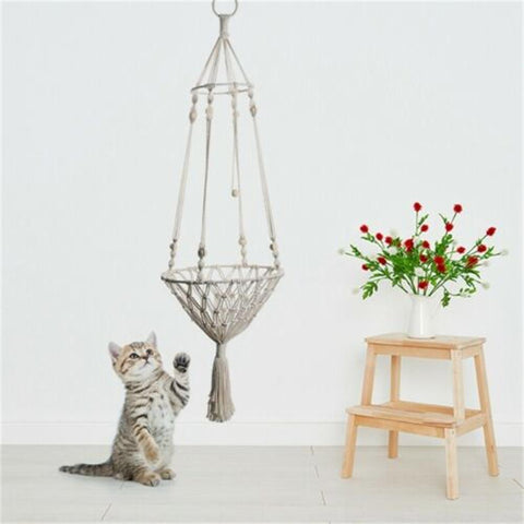Hand Woven Cat Swing Tapestry Bed-HA01642-Veeddydropshipping
