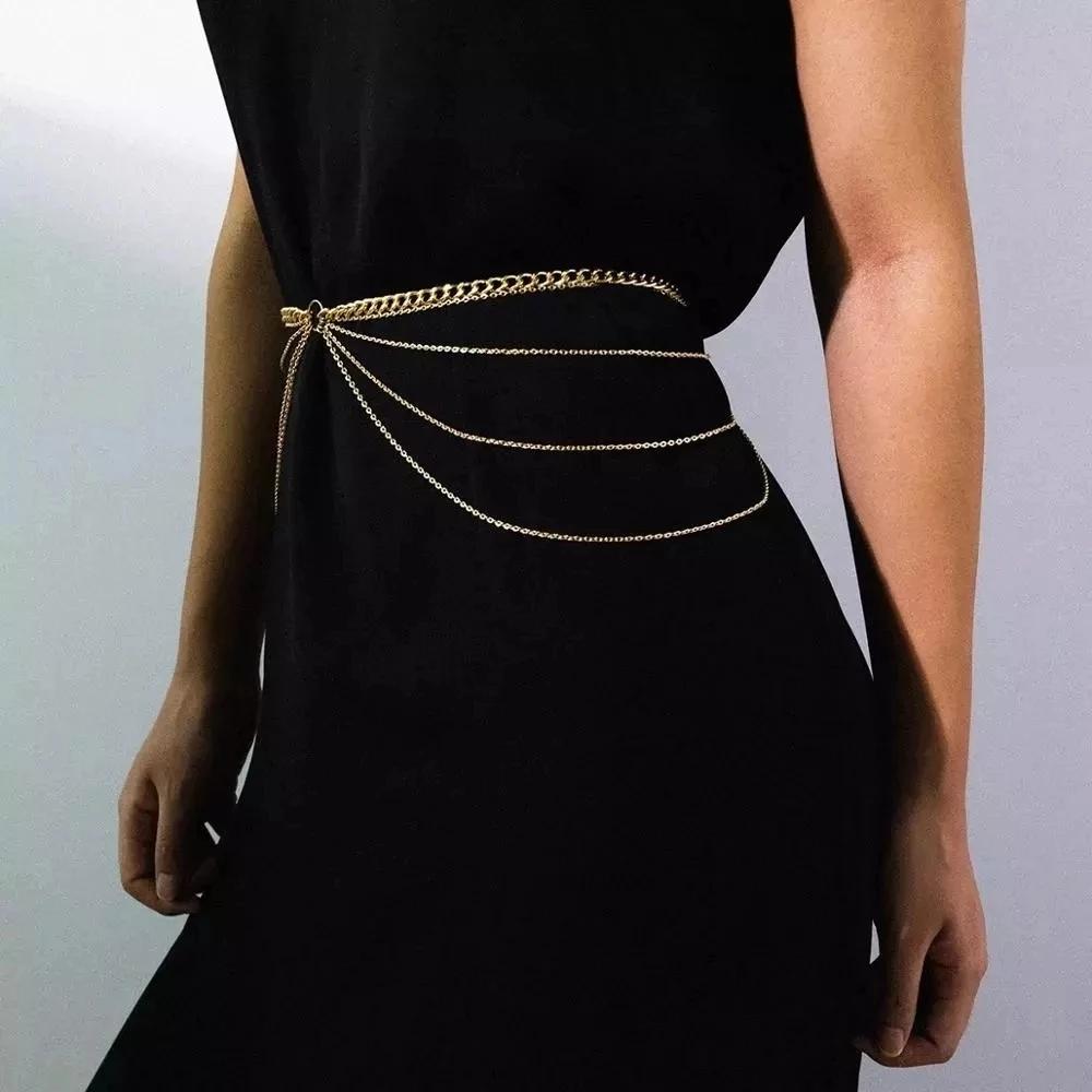 Multi Layer Waist Chain Belt for Women Alloy Metal Gold Color-JW01364-Veeddydropshipping