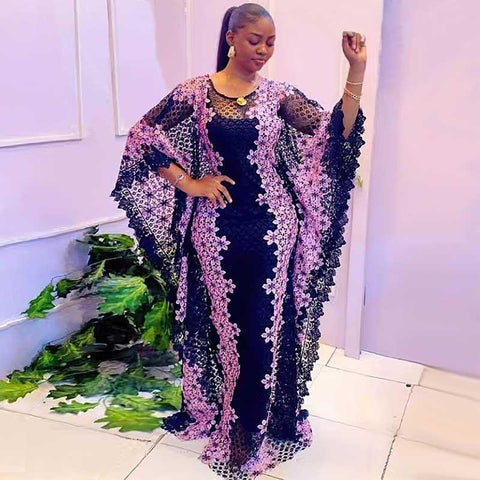 Fashion Two Piece African Mesh Dress-WF01678-Veeddydropshipping