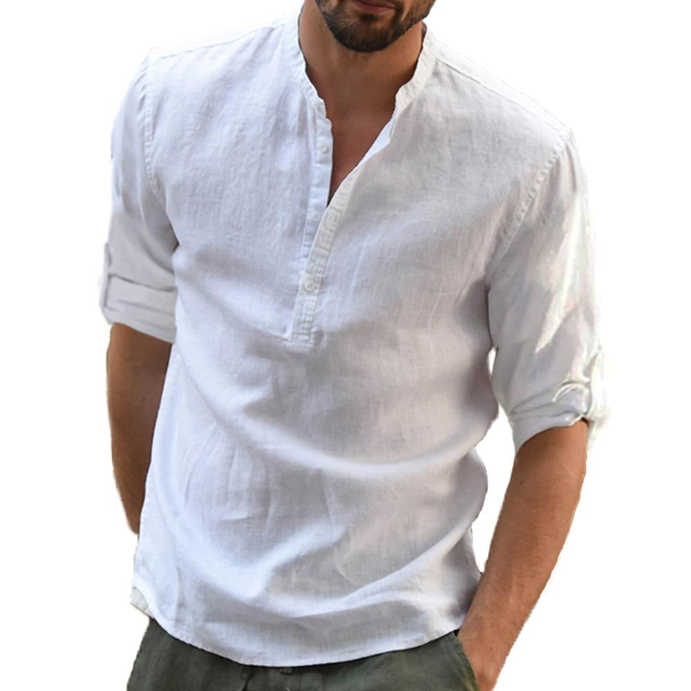 Casual Shirt Cotton Linen Shirt Loose Top Long Sleeve-Veeddydropshipping