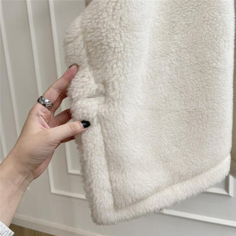 Female Winter Camel Jacket Gray Sheep Wool Coat-WF00213-Veeddydropshipping